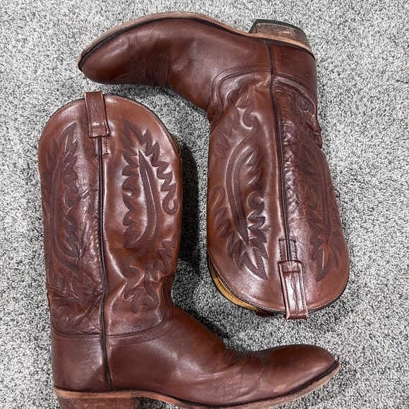 Old West Men’s Brown Genuine Leather Classic Western Boots Size US 11.5 D main image 4